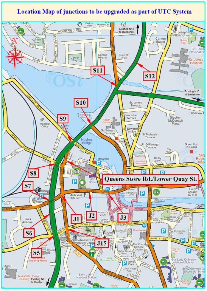 Location of 13 Junctions which will be upgraded as part of UTC System
